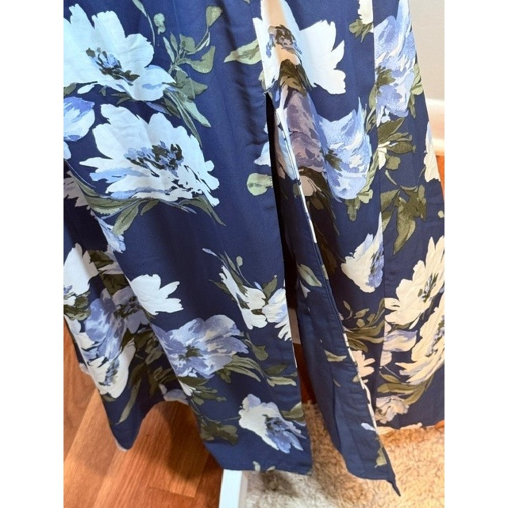 Abercrombie & Fitch Floral Maxi Dress Size M Smocked Back Spaghetti Strap Navy - Picture 8 of 9